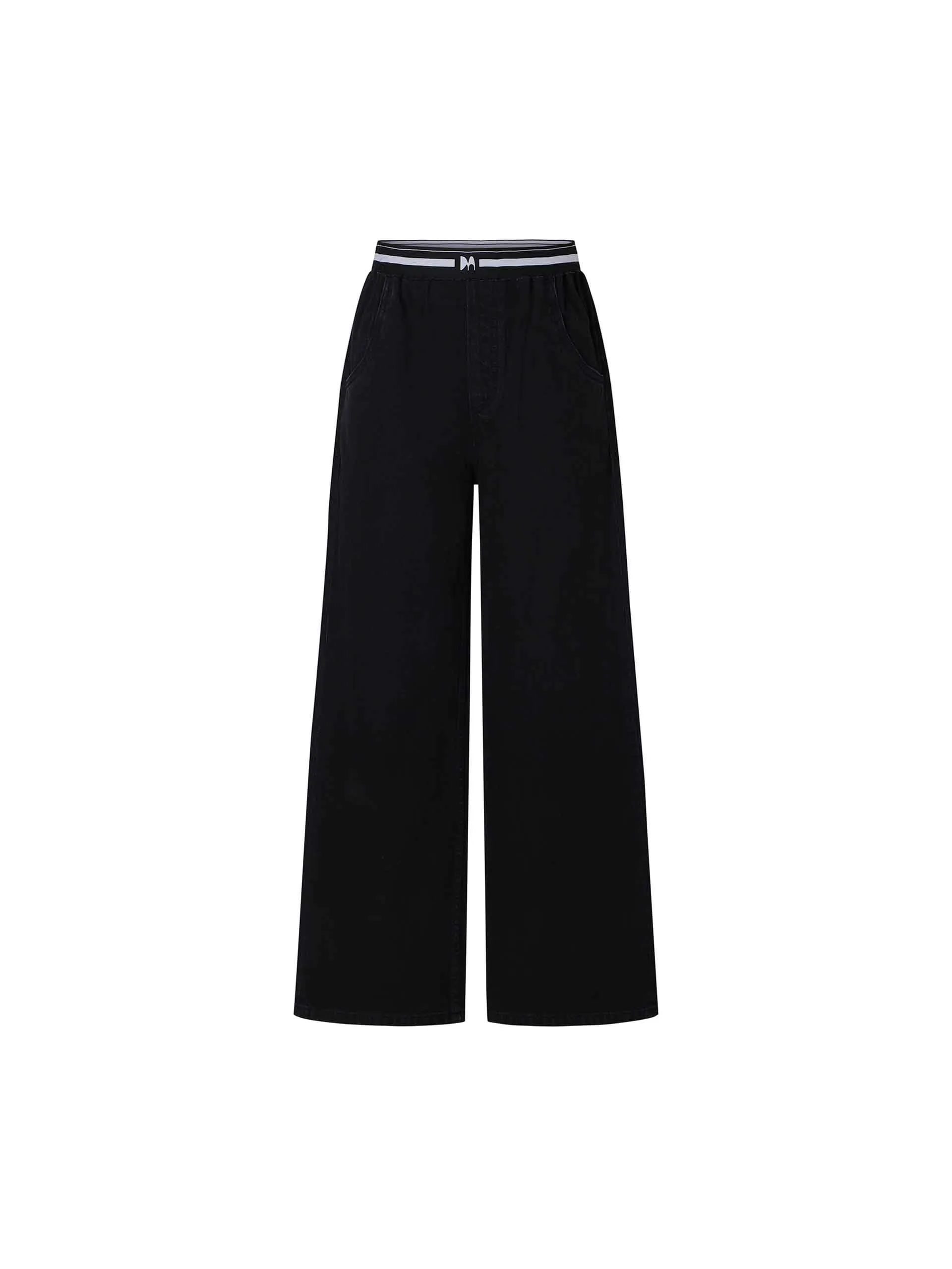 Elastic Waist Wide Leg Jeans