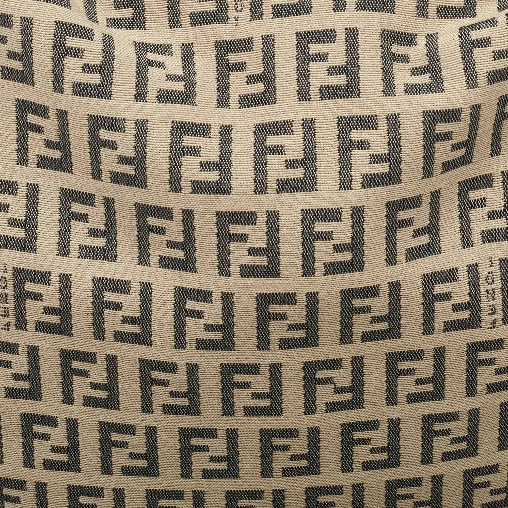 Fendi  Zucchino Canvas And Leather Oyster Hobo