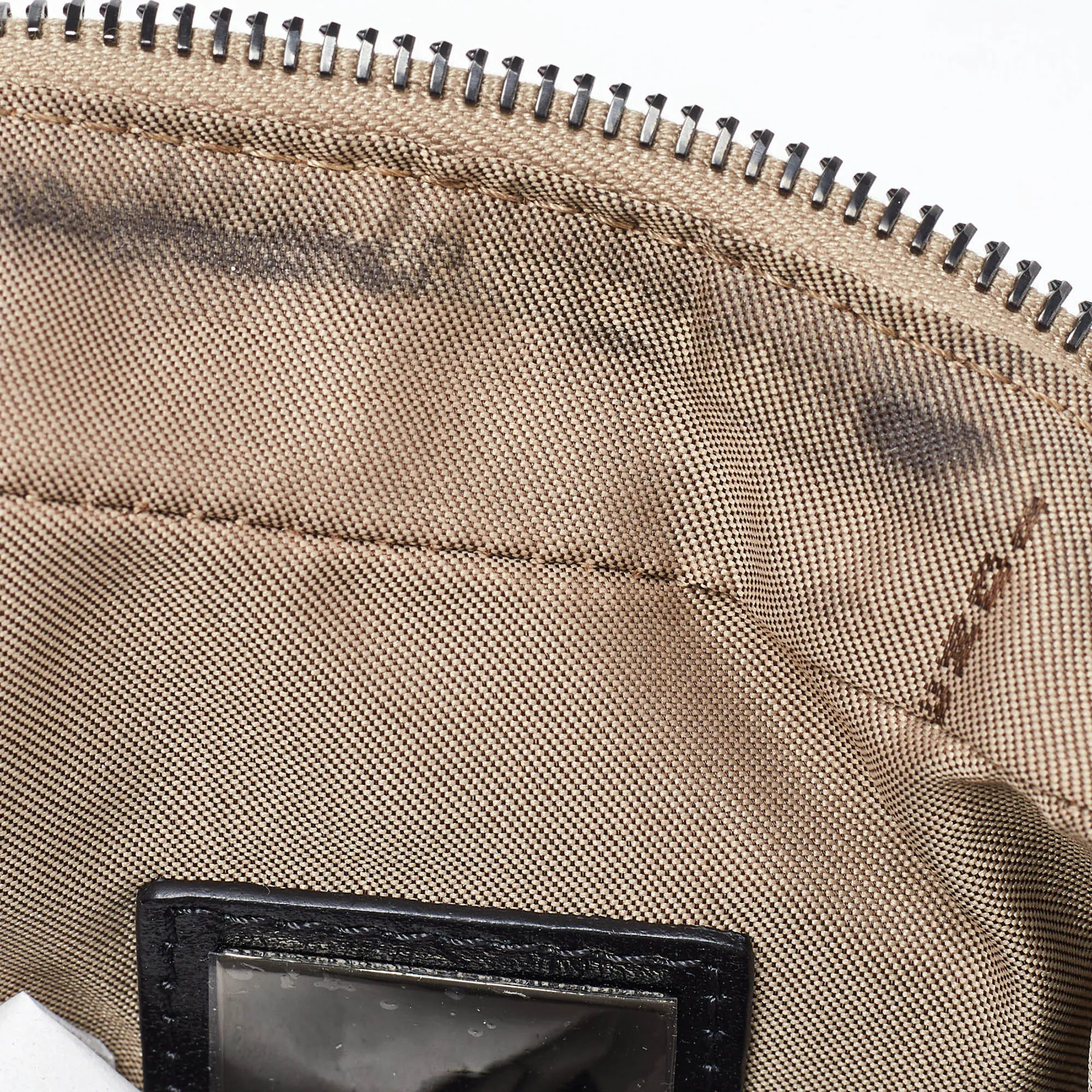 Fendi  Zucchino Canvas And Leather Oyster Hobo