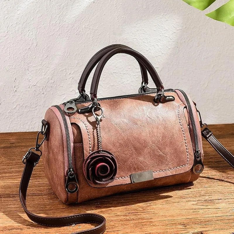 Flowers Pendant Boston Bag