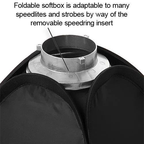 Fotodiox Pro Foldable Softbox PLUS Grid (Eggcrate) with Multiblitz P Speedring for Multiblitz P, Compact, and Compatible Strobes