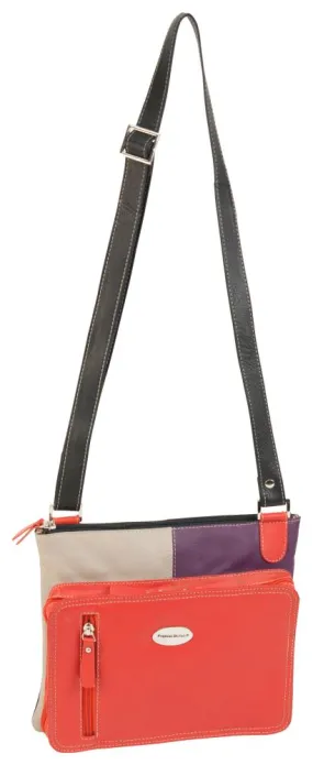 Franco Bonini - 1308 Leather Cross Body Handbag - Orange/Multi