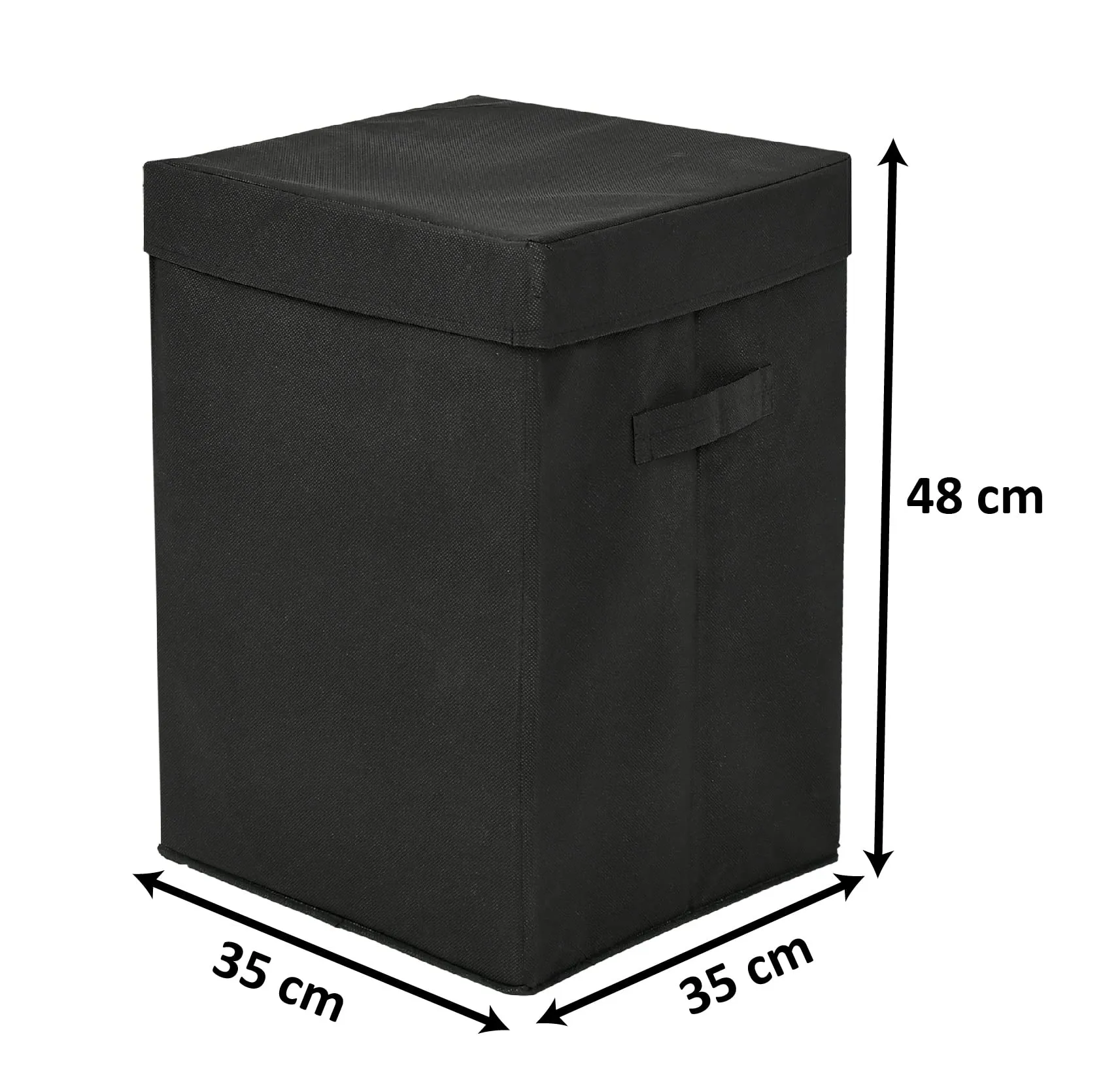 Heart Home Non-Woven Foldable Large Laundry basket/Hamper With Lid & Handles (Black)-44HH0189