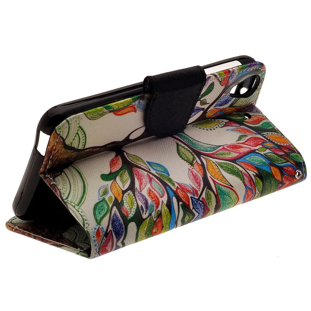 HTC Desire 626 Wallet Case, Wrist Strap Flip [Kickstand] Pu Leather Wallet Case with ID&Credit Card Slot For Desire 626, Colorful Tree