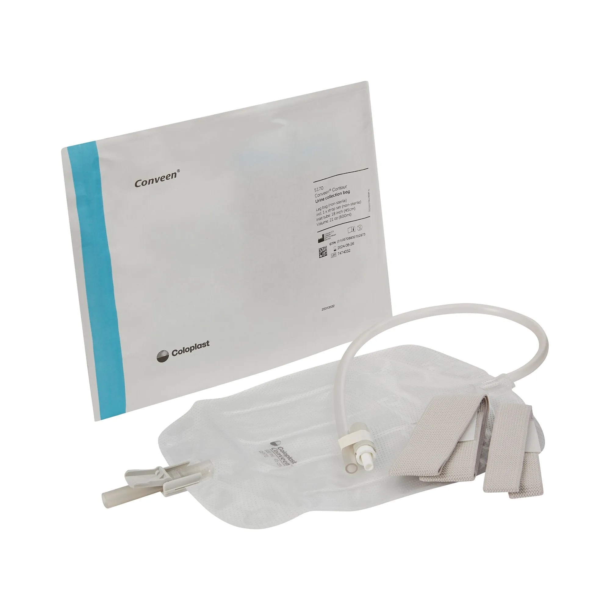 Individual Polyethylene Urinary Leg Bag, 600 mL