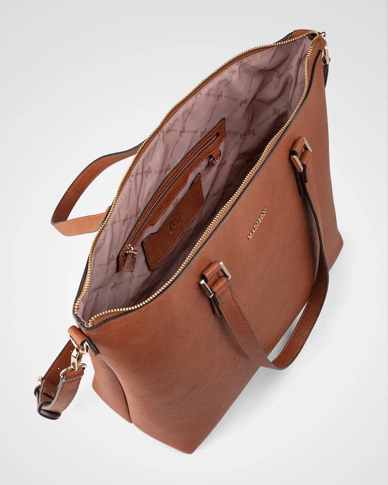 Inga Large Zip Top Tote Bag   Stripe Bag Strap