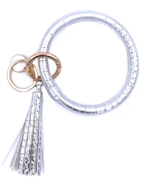 KC-8845 Crocodile Silver Wristlet Key Chain