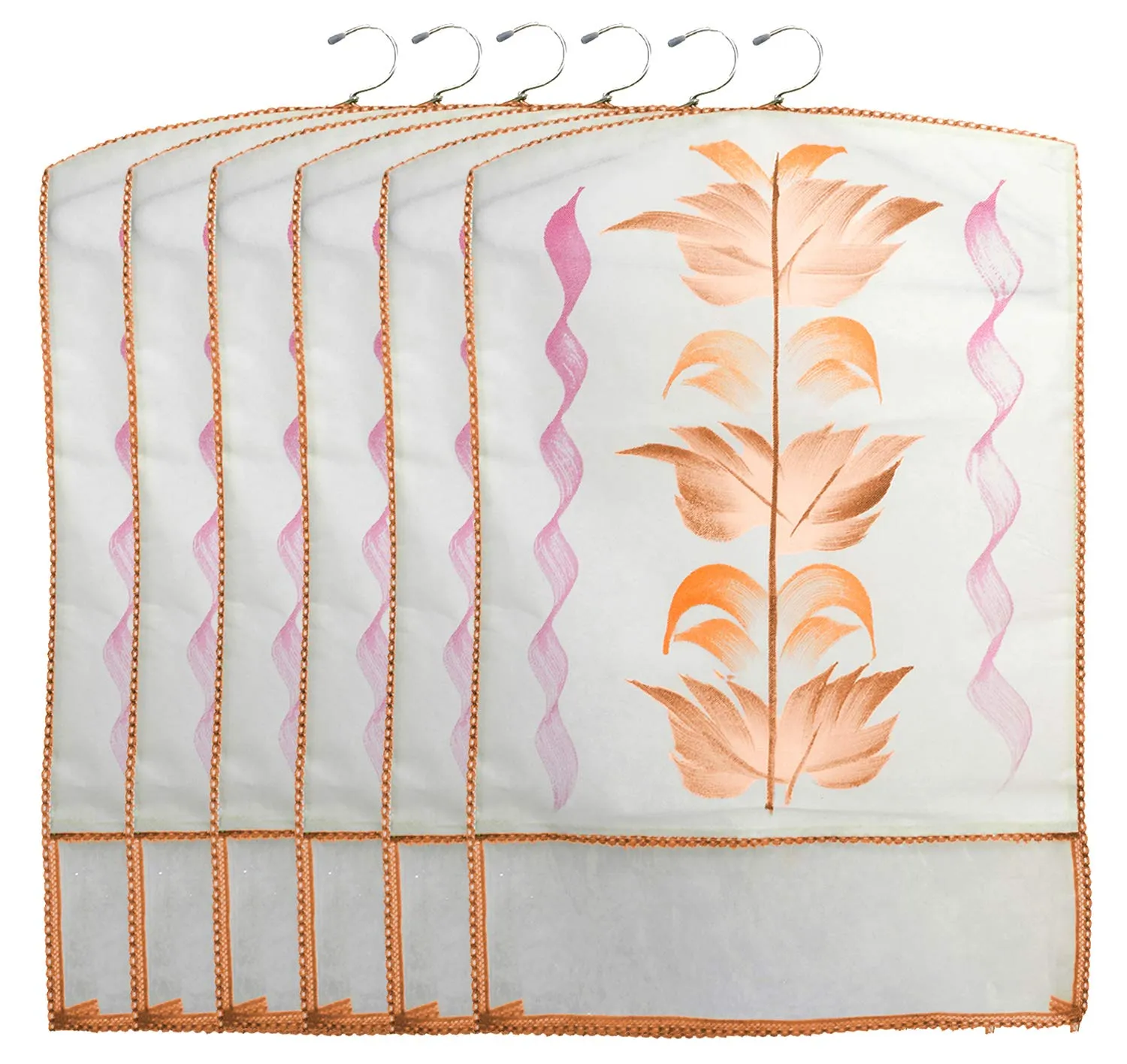 Kuber Industries Hanging Saree Covers With Zip|Wardrobe Organiser|Saree cover Set of 24 (Brown)
