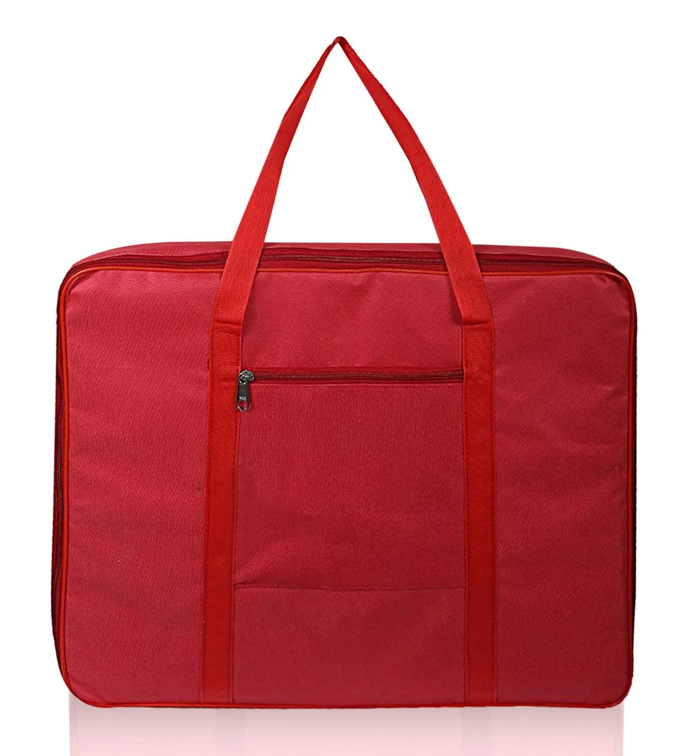 Kuber Industries Large Moisture Proof Wardrobe Organizer Storage Bag For Clothes With Zipper Closure and Handle- Pack of 2 (Red)-HS43KUBMART26679