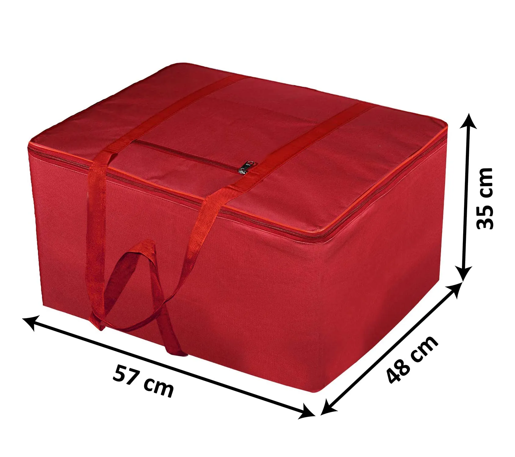 Kuber Industries Large Moisture Proof Wardrobe Organizer Storage Bag For Clothes With Zipper Closure and Handle- Pack of 2 (Red)-HS43KUBMART26679