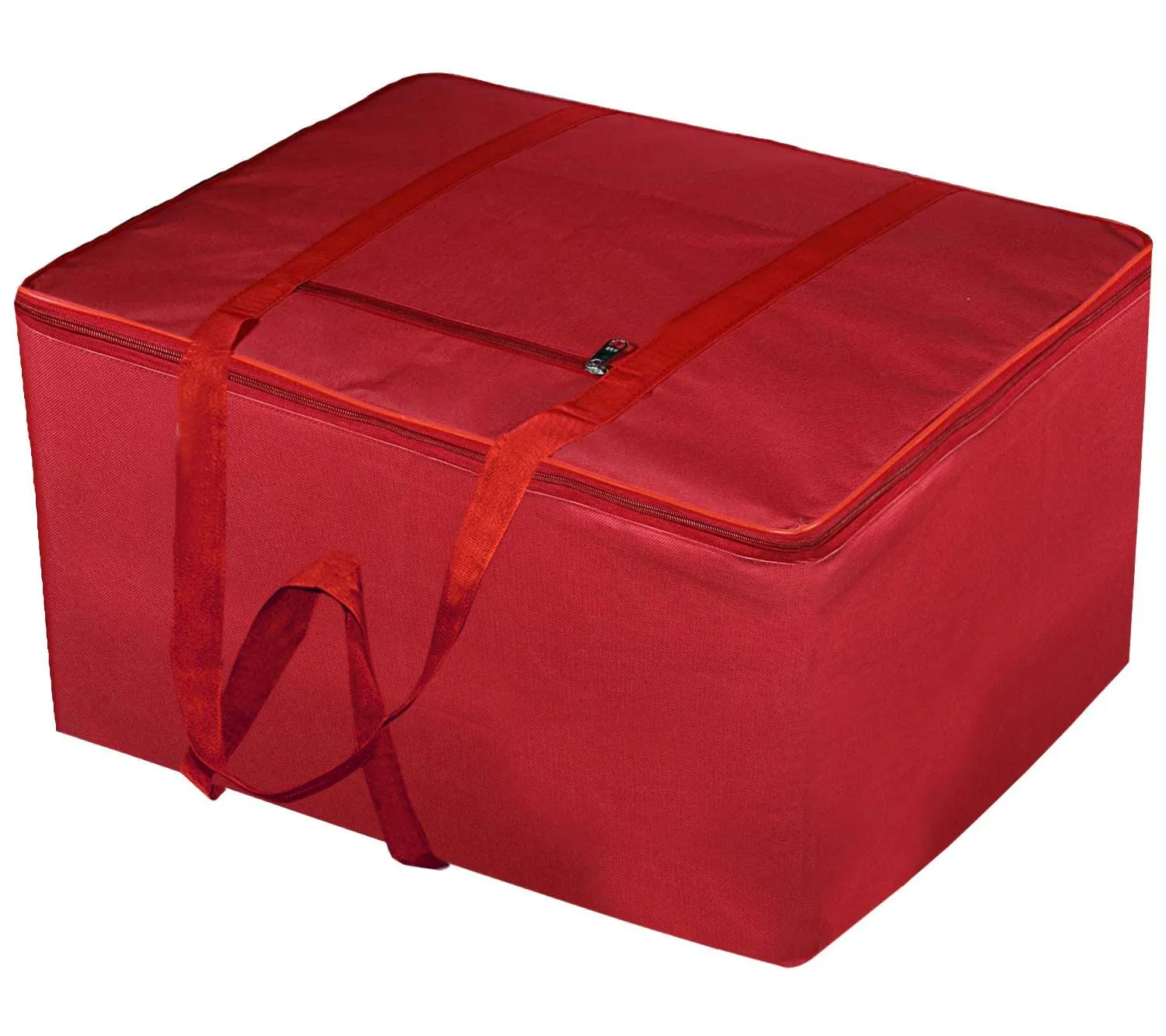 Kuber Industries Large Moisture Proof Wardrobe Organizer Storage Bag For Clothes With Zipper Closure and Handle- Pack of 2 (Red)-HS43KUBMART26679