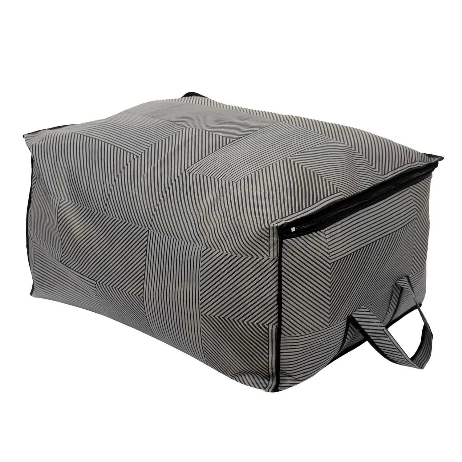 Kuber Industries Non-Woven Lining Print Blanket Cover|Clothes Organizer|Clothes Organizer With Transparent Window, Zipper Closure & Handle (Gray, Extra Large)