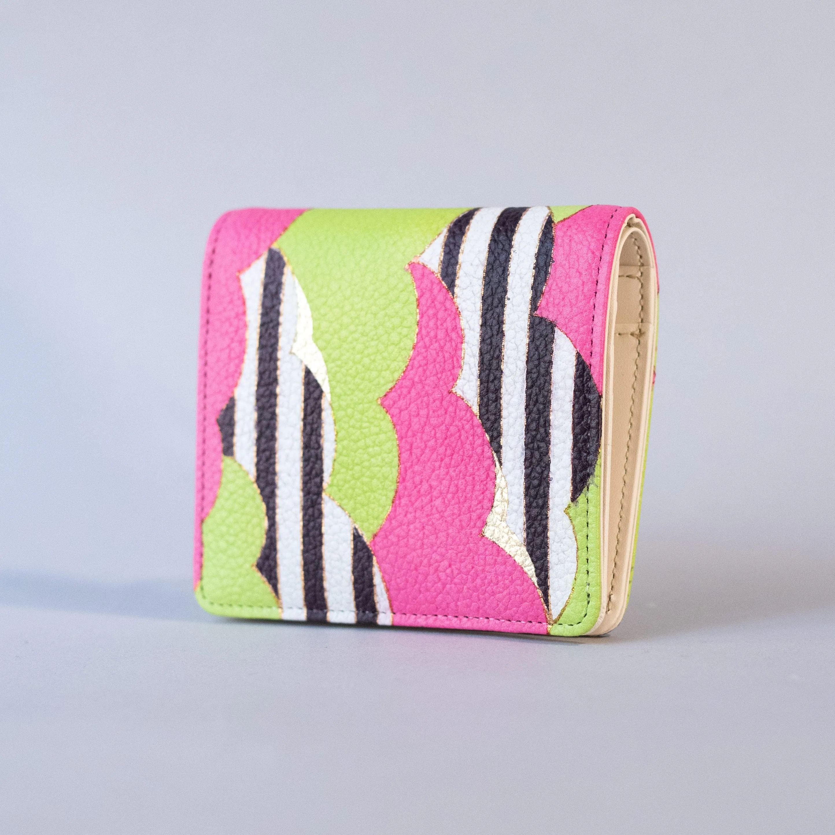 Kyo-Yuzen Leather Fold Wallet - 001