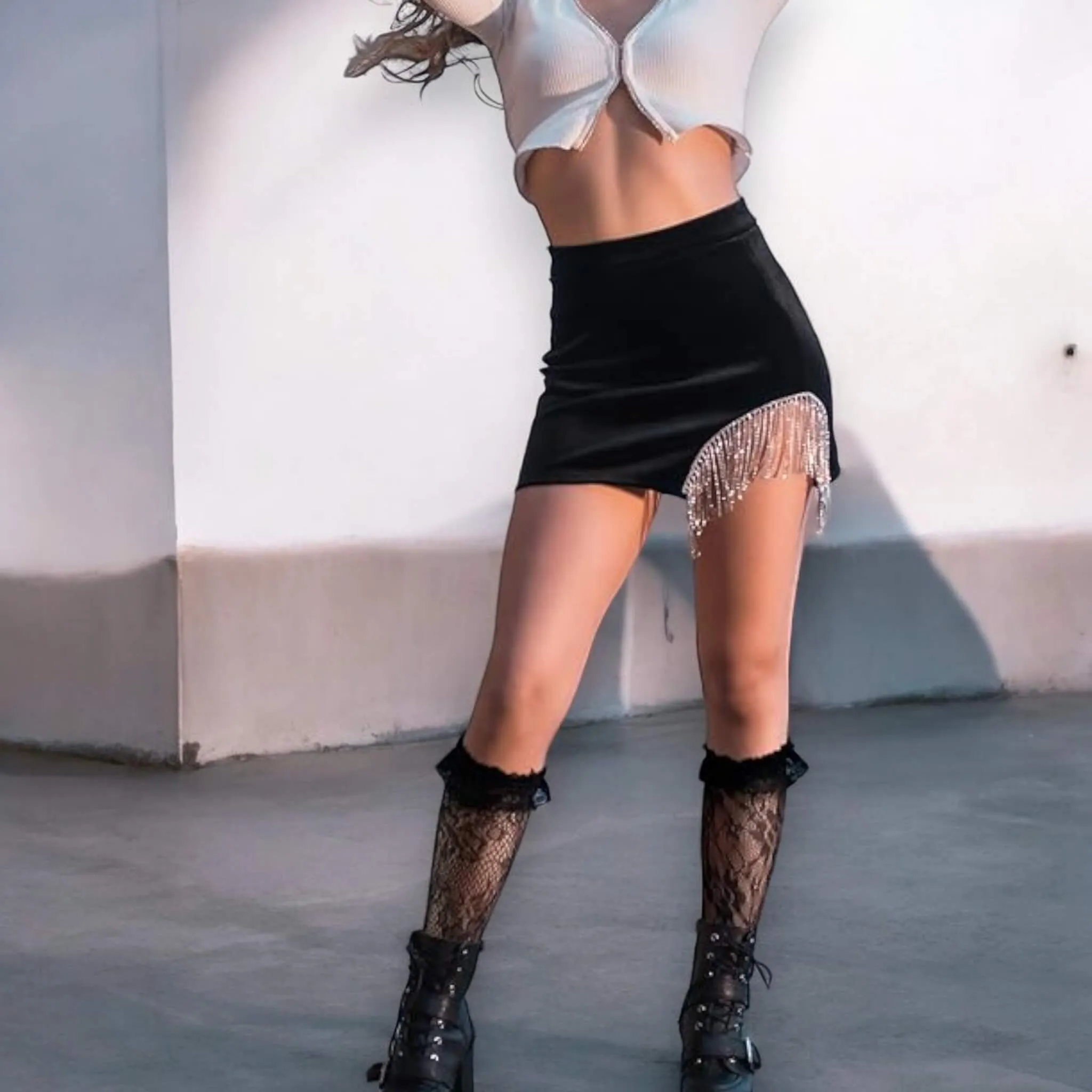 Lace Ruffle Knee High Stocking Socks