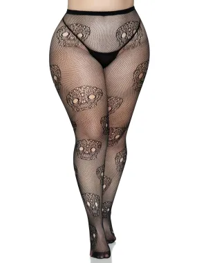 Lace Skulls Fishnet Tights