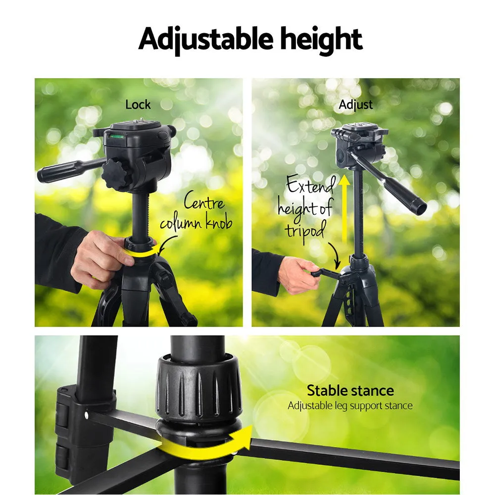 Lightweight 160cm Camera Tripod with 3-Way Panhead - Weifeng
