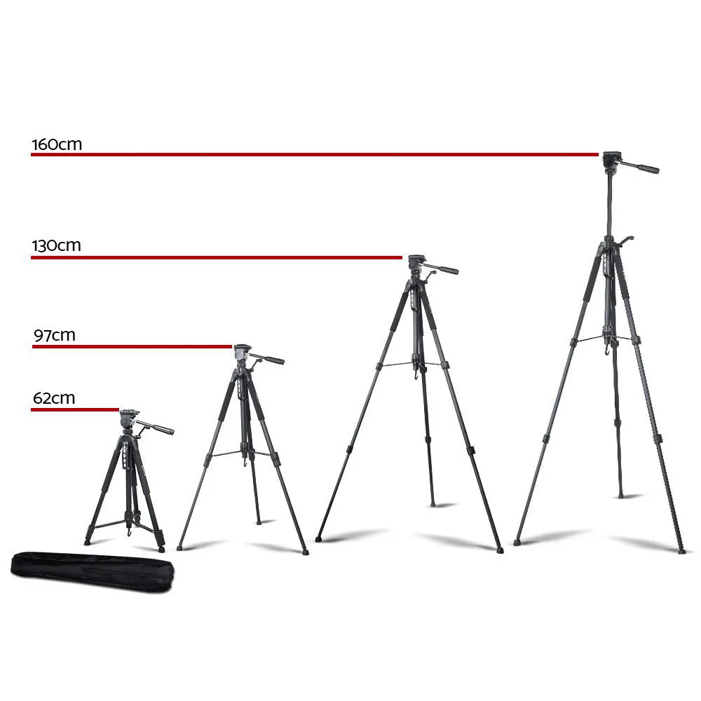 Lightweight 160cm Camera Tripod with 3-Way Panhead - Weifeng