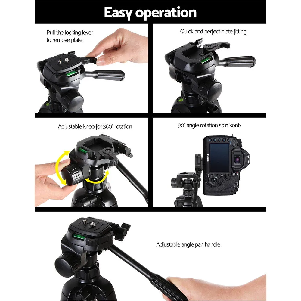 Lightweight 160cm Camera Tripod with 3-Way Panhead - Weifeng