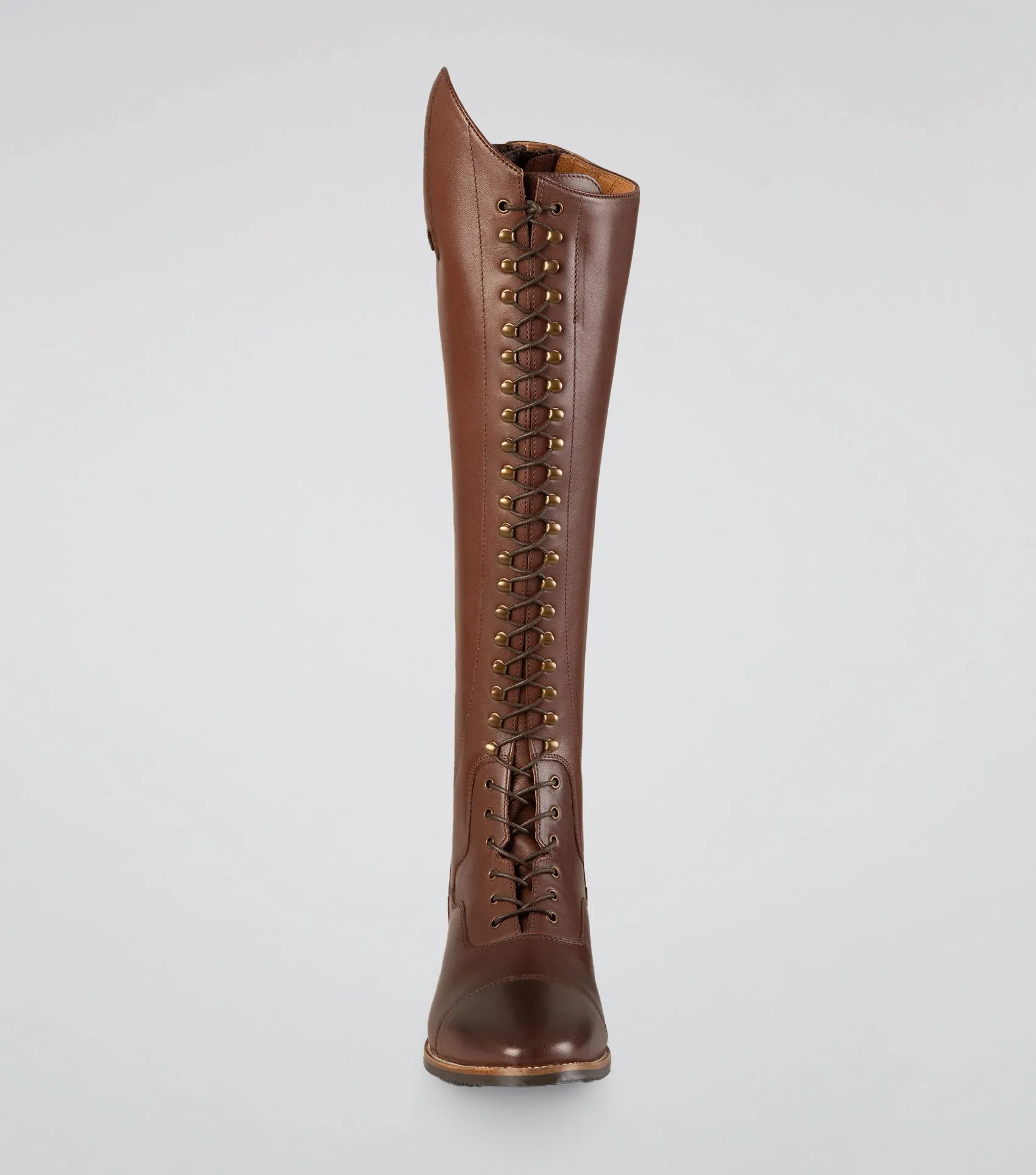 Maurizia Ladies Lace Front Tall Leather Riding Boot Brown (Regular Calf)