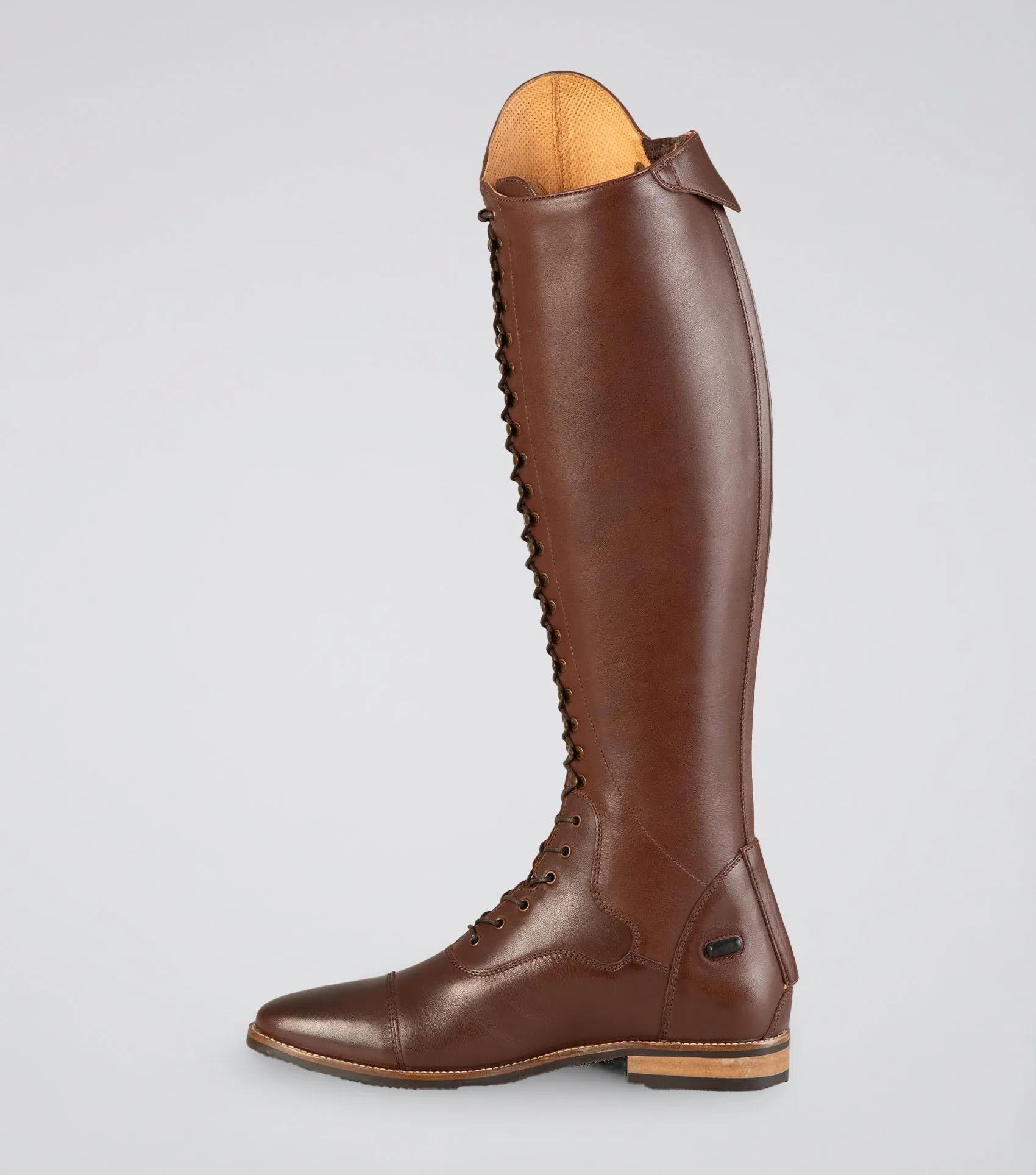 Maurizia Ladies Lace Front Tall Leather Riding Boot Brown (Regular Calf)