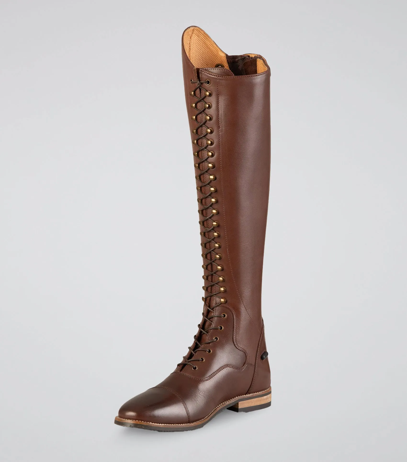 Maurizia Ladies Lace Front Tall Leather Riding Boot Brown (Regular Calf)