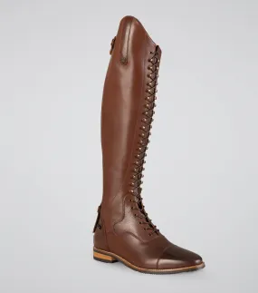 Maurizia Ladies Lace Front Tall Leather Riding Boot Brown (Regular Calf)