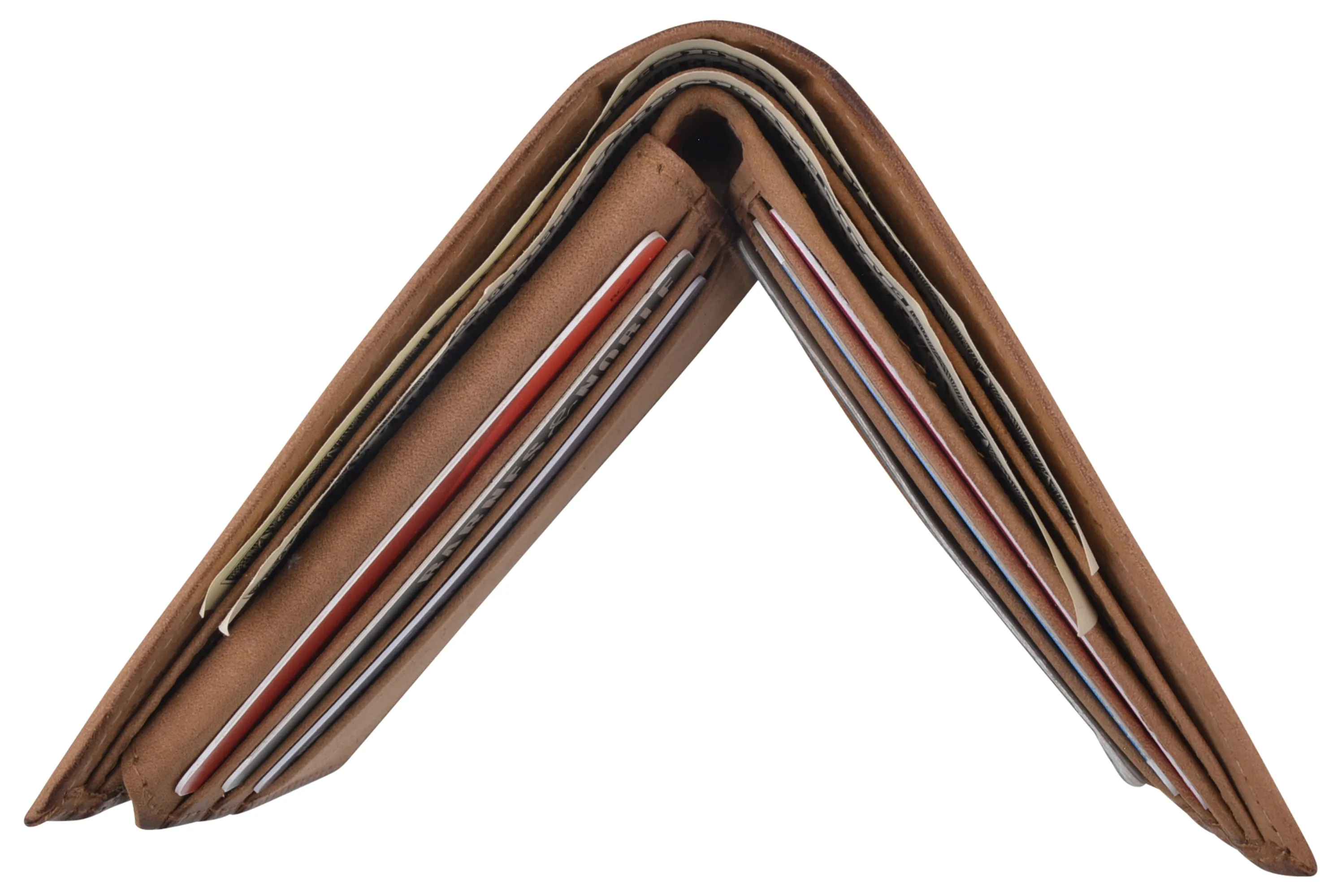 Men's Leather Wallet RFID Blocking Slim Bifold with 9 Credit Card Pockets & ID Window