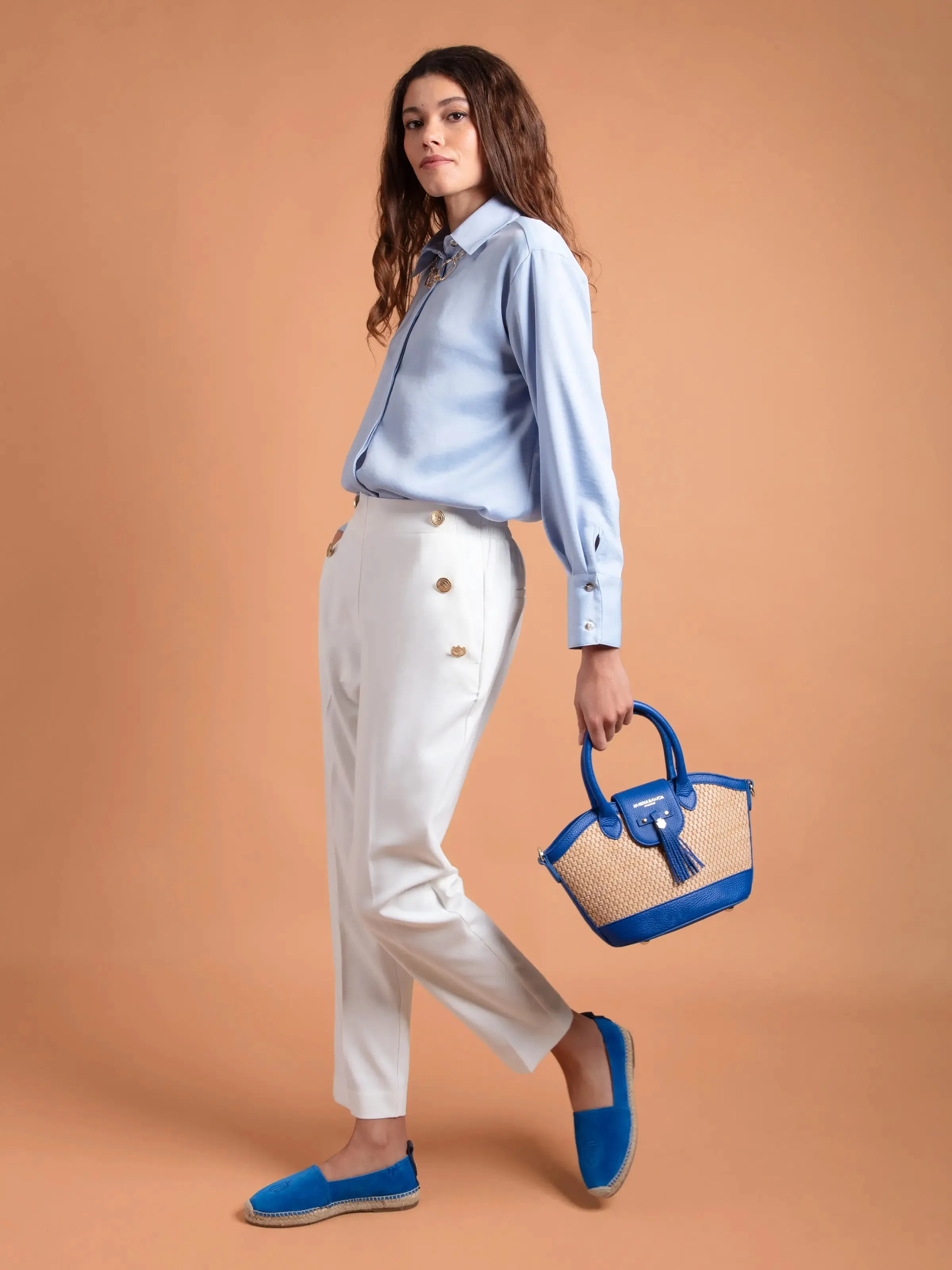 Mini Windsor Basket Bag - Porto Blue Leather