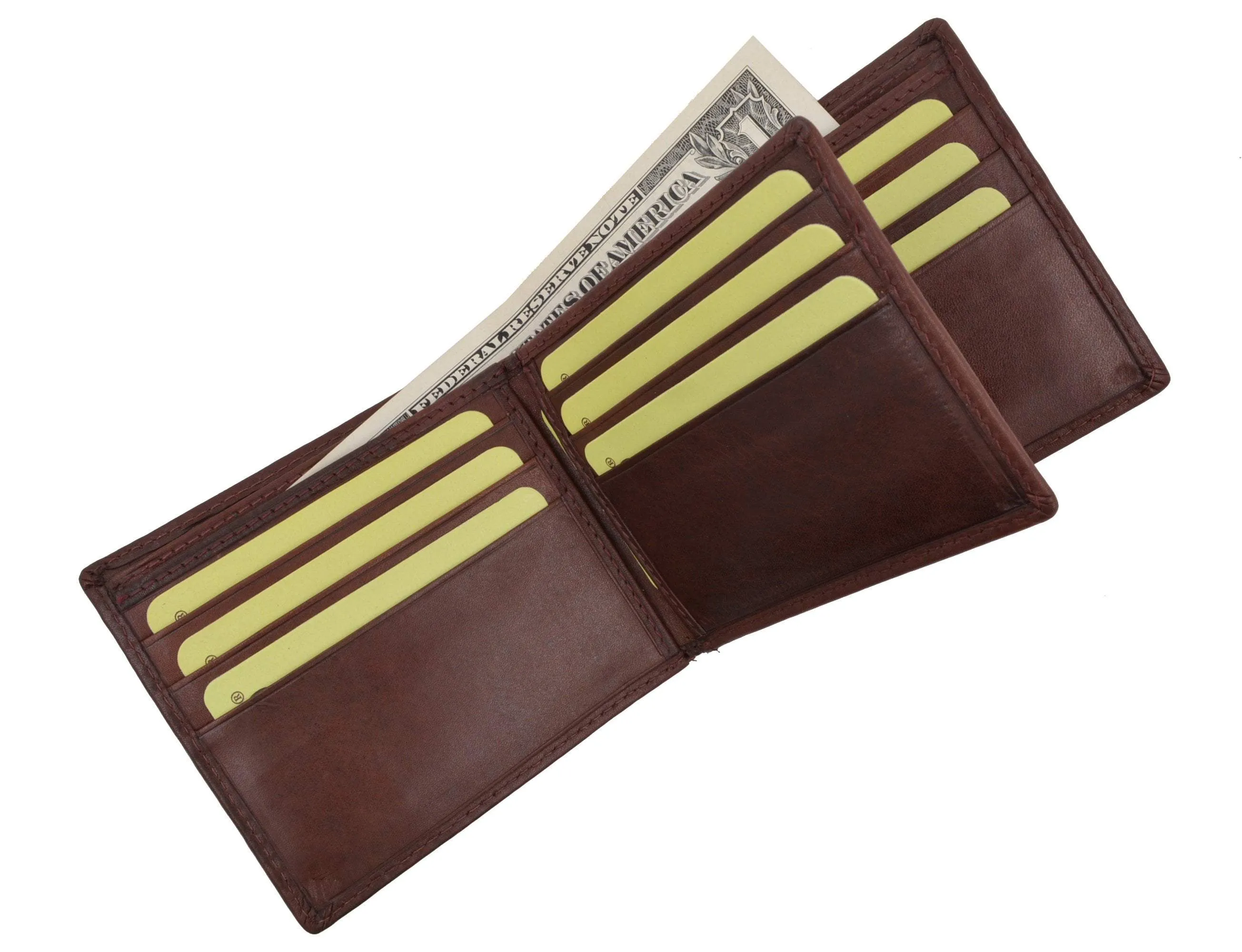 New Cavelio Multi Capacity Middle Flap ID Card Holder Bifold Wallet High Quality Genuine Leather 730052 (C)