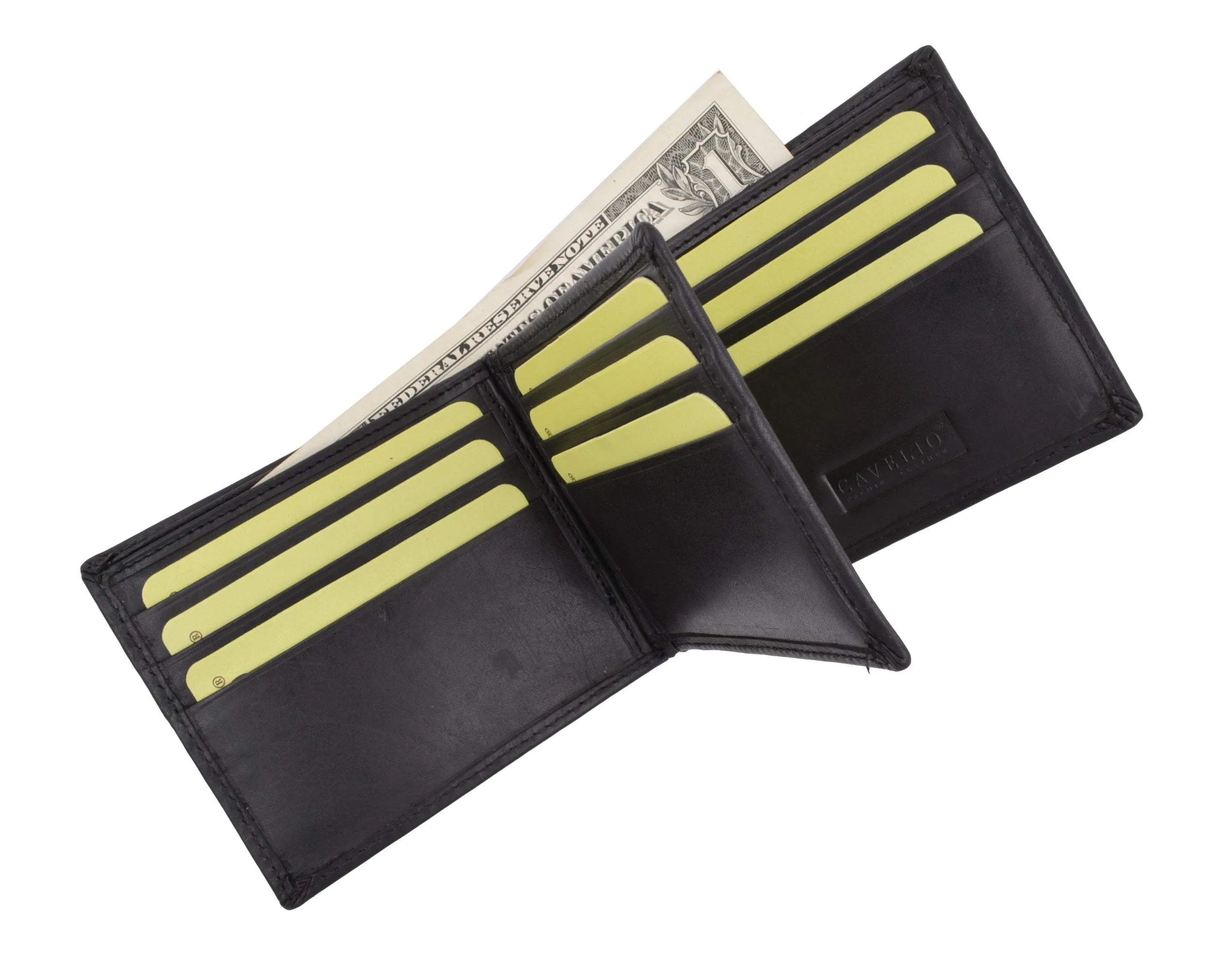 New Cavelio Multi Capacity Middle Flap ID Card Holder Bifold Wallet High Quality Genuine Leather 730052 (C)