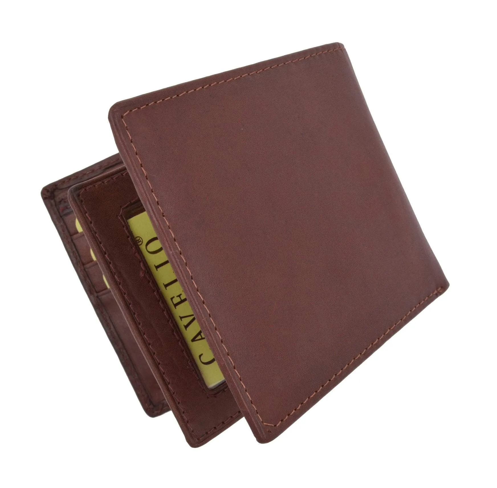 New Cavelio Multi Capacity Middle Flap ID Card Holder Bifold Wallet High Quality Genuine Leather 730052 (C)