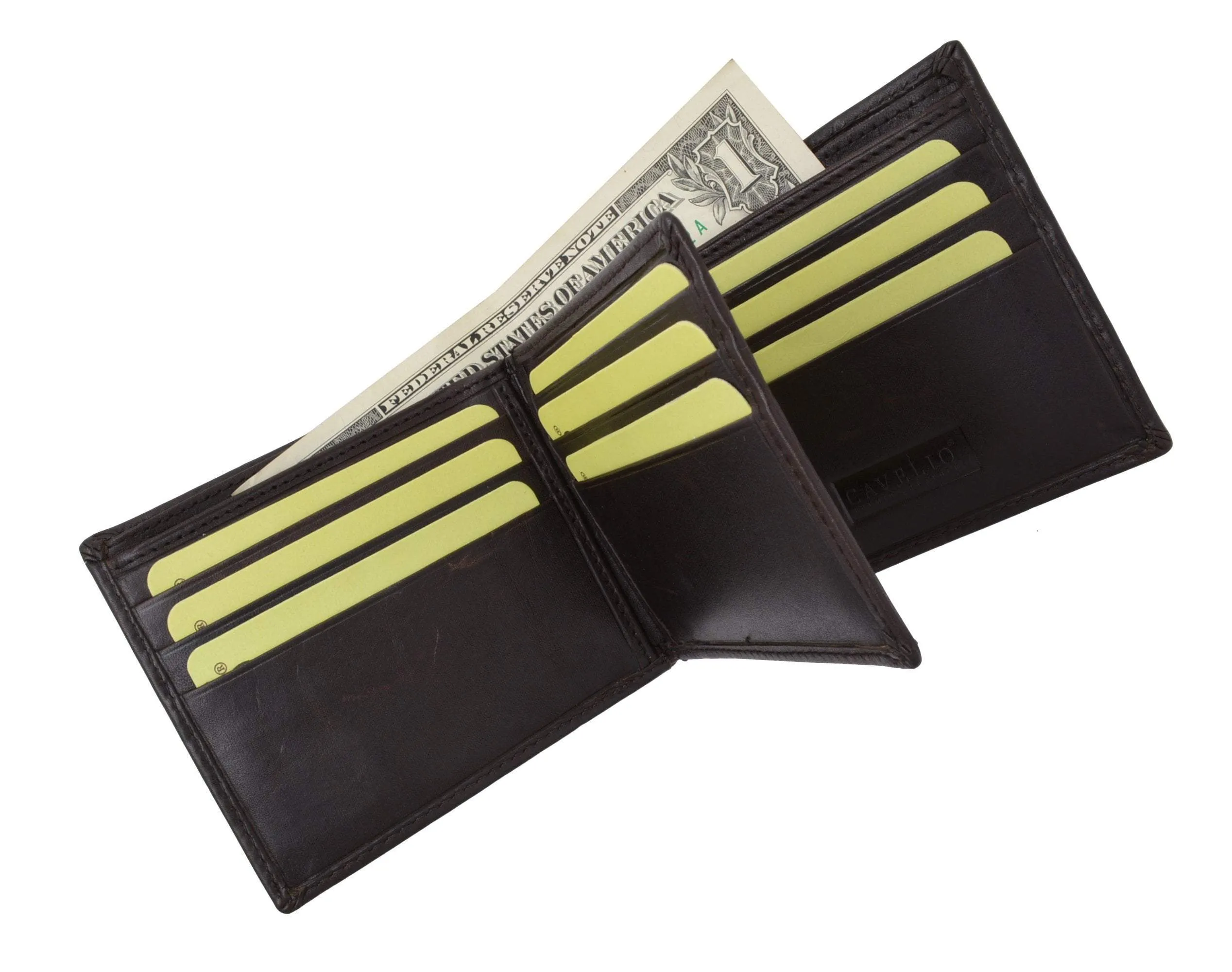 New Cavelio Multi Capacity Middle Flap ID Card Holder Bifold Wallet High Quality Genuine Leather 730052 (C)