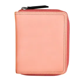 Peach Multi-Small Zip Rfid Leather Wallet