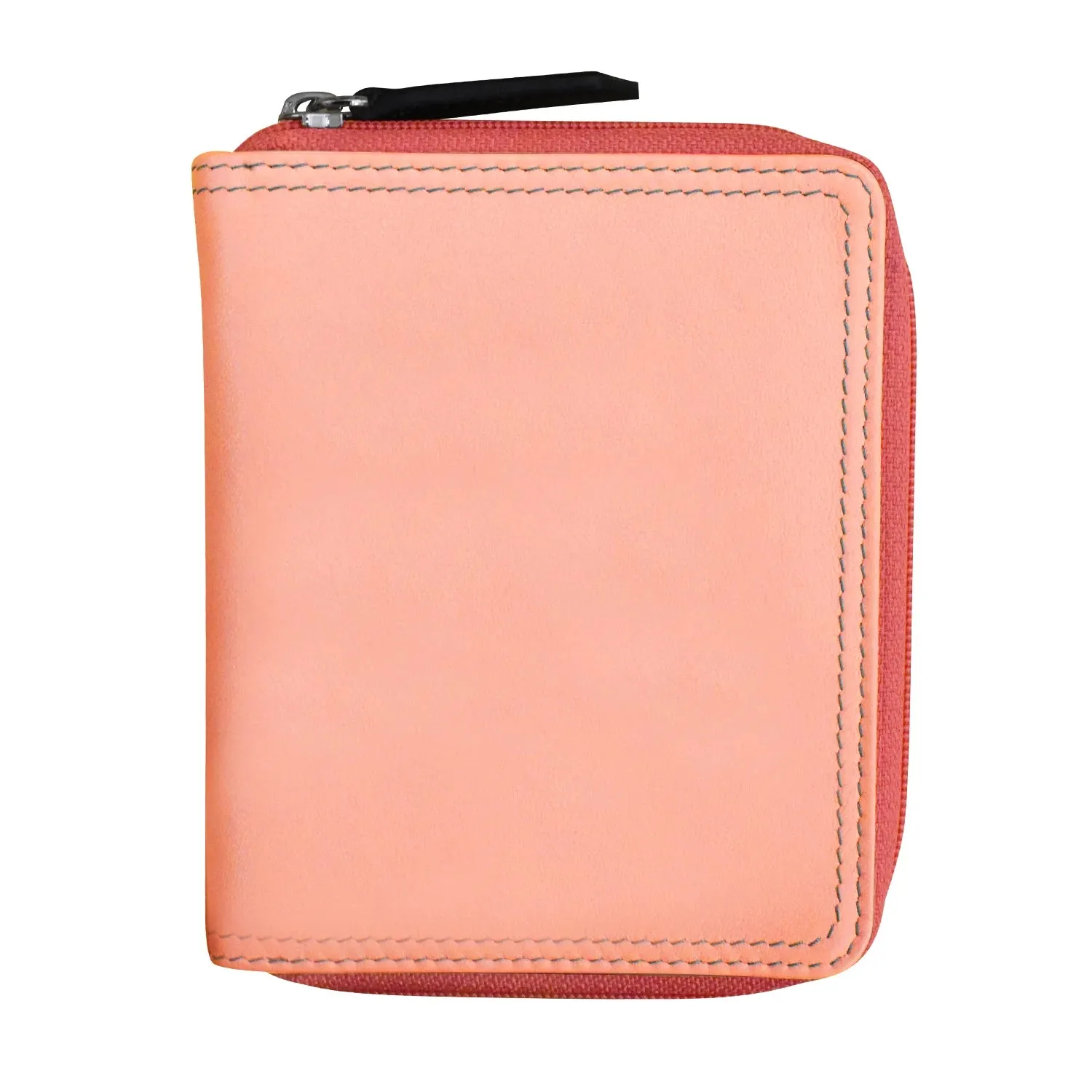 Peach Multi-Small Zip Rfid Leather Wallet