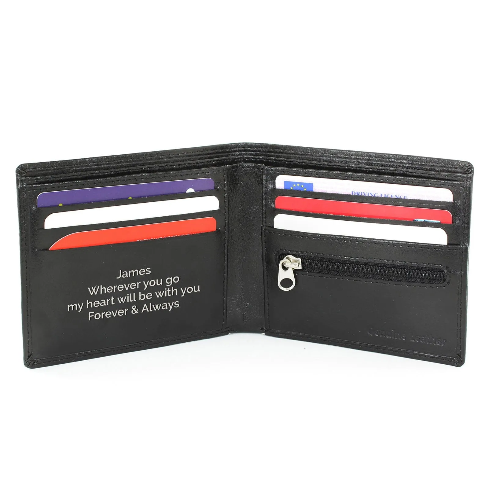 Personalised Black Leather Mens Wallet