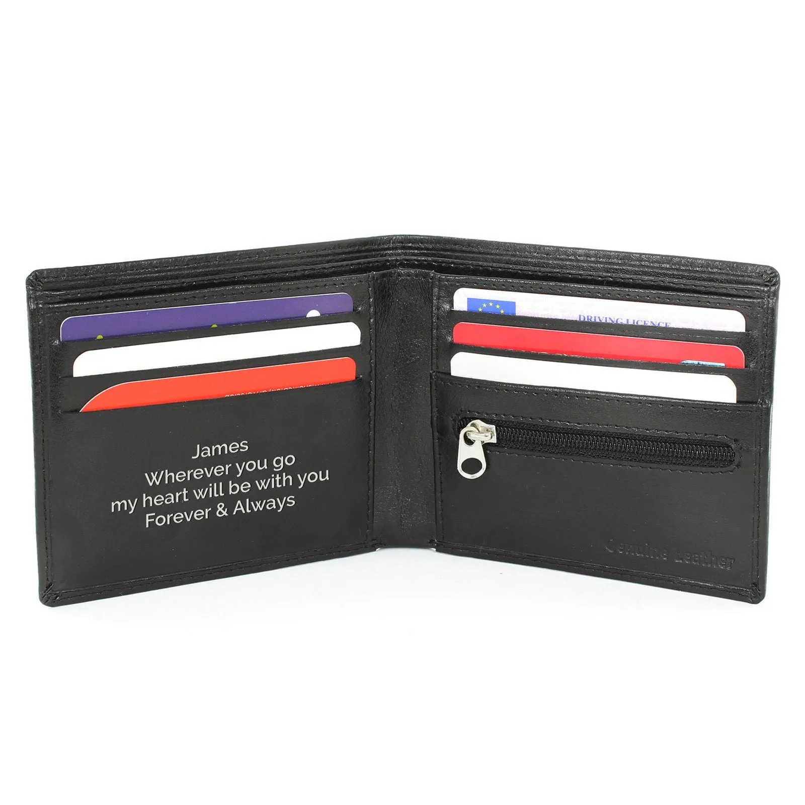 Personalised Black Leather Mens Wallet
