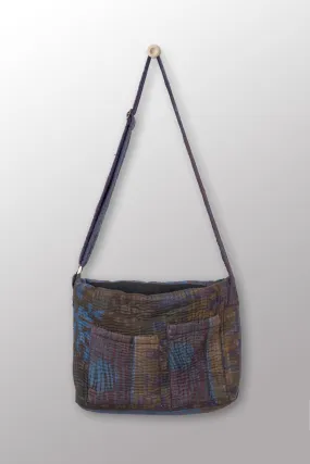 Quilted Over Dye Cotton Kantha Pc Messenger Bag - mm-oq5863-cblu004a -