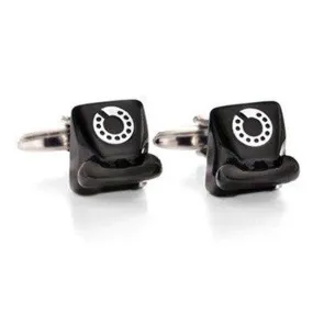 Retro Telephone Black Cufflinks