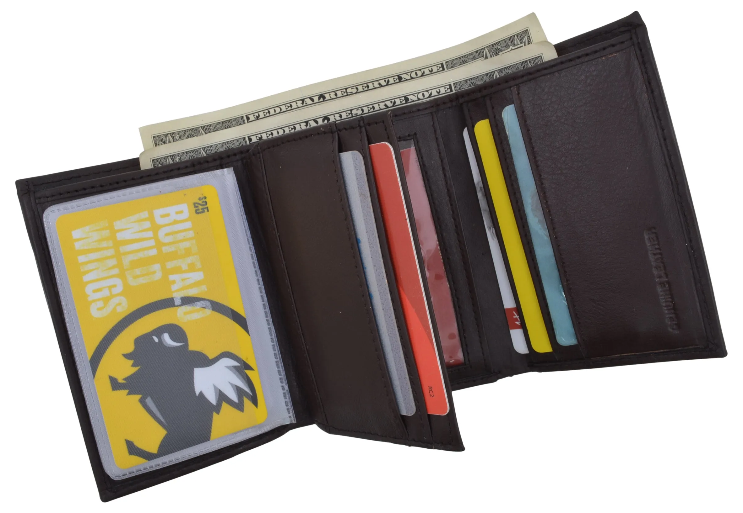 RFID Blocking Men's Premium Leather Trifold Flap ID Card Holder Wallet RFIDCN1307