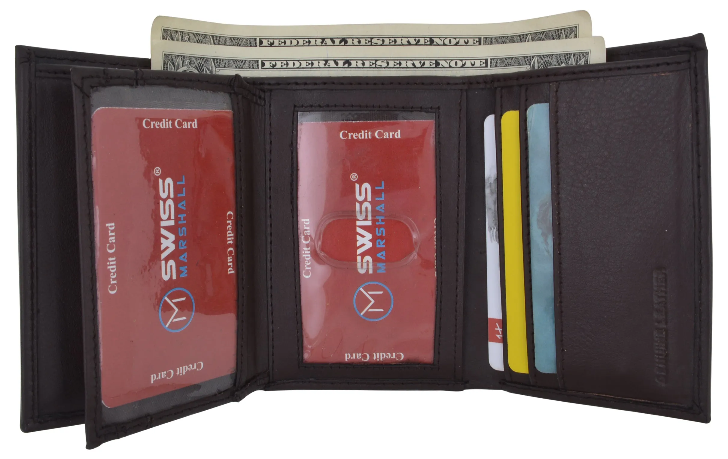 RFID Blocking Men's Premium Leather Trifold Flap ID Card Holder Wallet RFIDCN1307