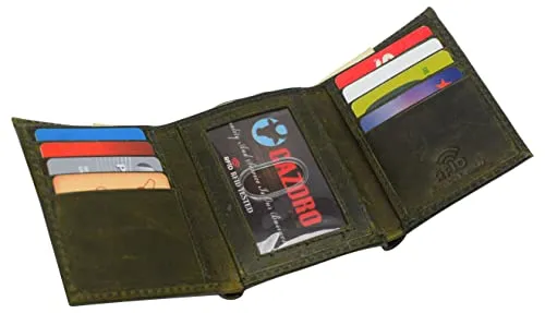 RFID620055HU Real Cowhide Leather Wallets for Men RFID Blocking Slim Trifold Wallet with ID & Card Slots