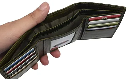 RFID620055HU Real Cowhide Leather Wallets for Men RFID Blocking Slim Trifold Wallet with ID & Card Slots