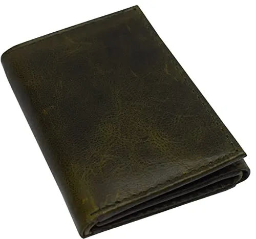 RFID620055HU Real Cowhide Leather Wallets for Men RFID Blocking Slim Trifold Wallet with ID & Card Slots