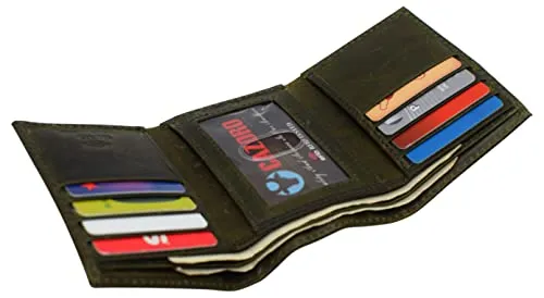 RFID620055HU Real Cowhide Leather Wallets for Men RFID Blocking Slim Trifold Wallet with ID & Card Slots