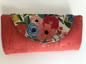 Rifle Paper Co Floral Canvas and Salmon Pink Cork Women's Wallet