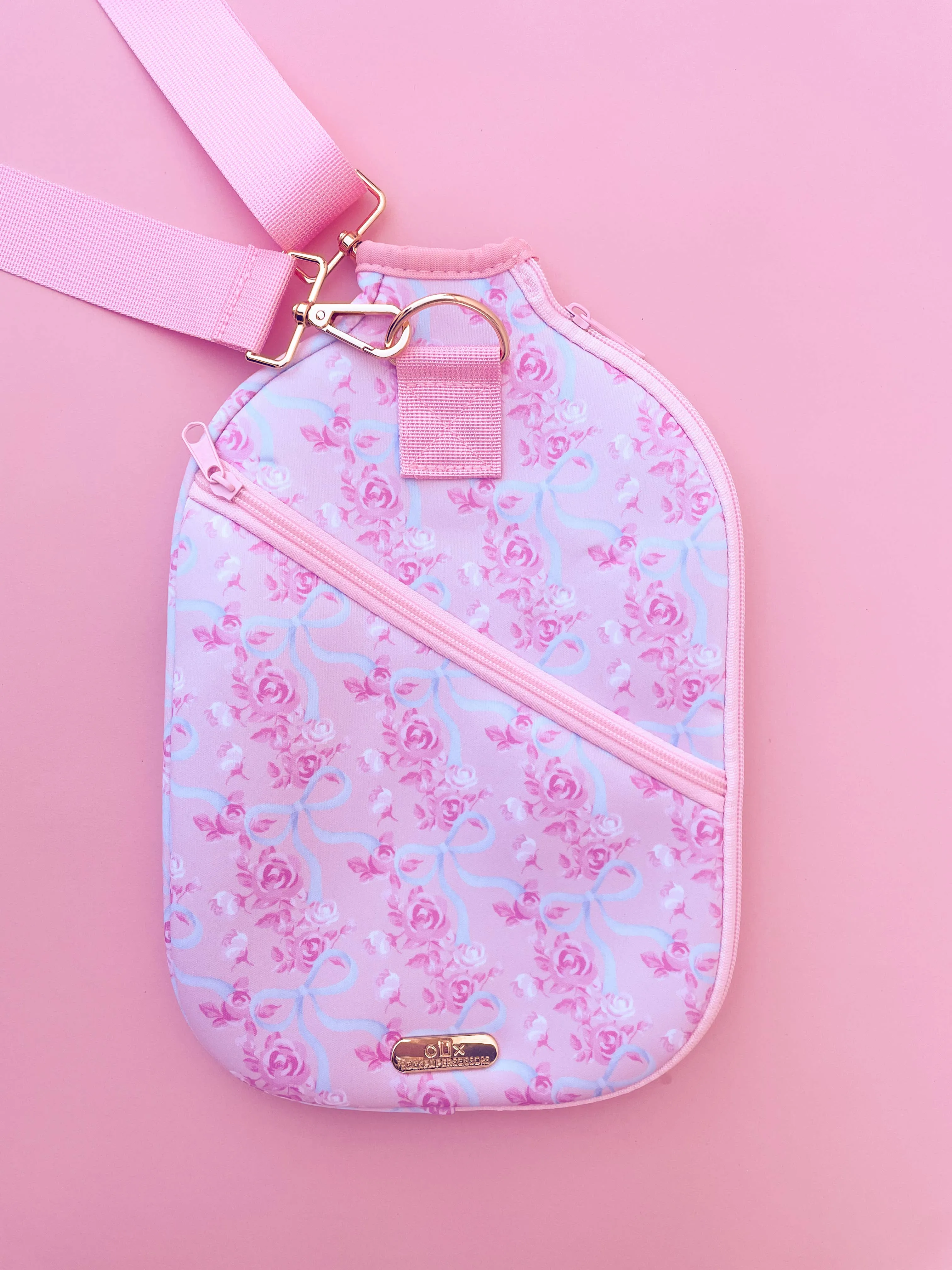 Rock Paper Scissors - Watercolor Floral Bow Pickleball Paddle Bag & Cover