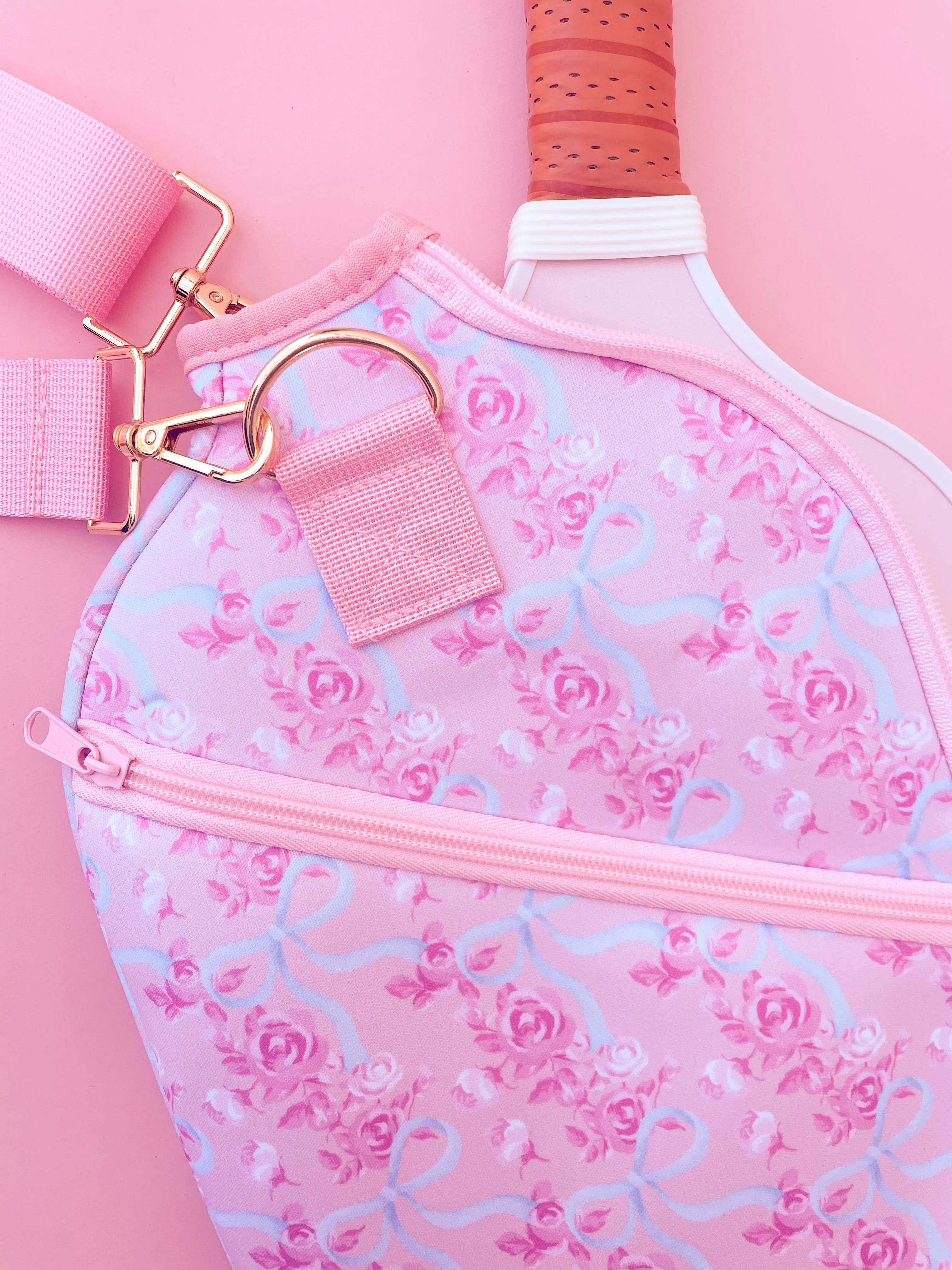 Rock Paper Scissors - Watercolor Floral Bow Pickleball Paddle Bag & Cover