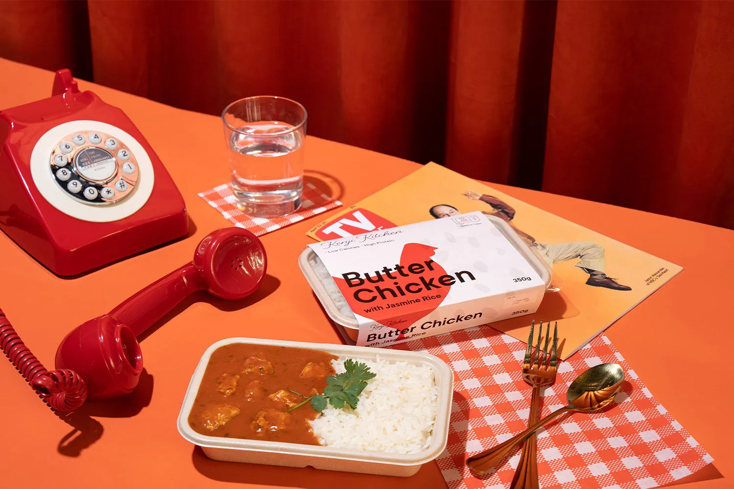Rotary Style Dial Vintage Styling Prop Phone - Chilli Red
