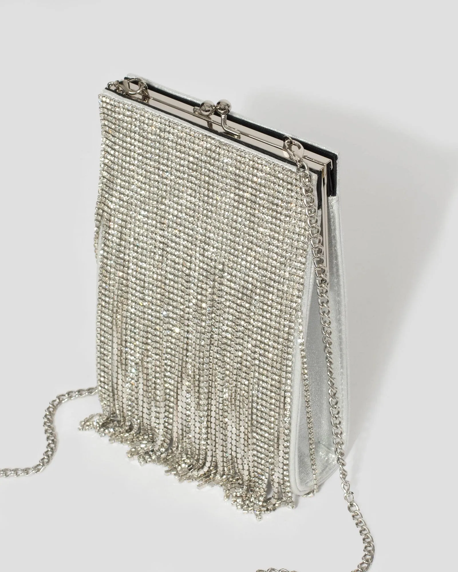 Silver Kathryn Crystal Mini Bag