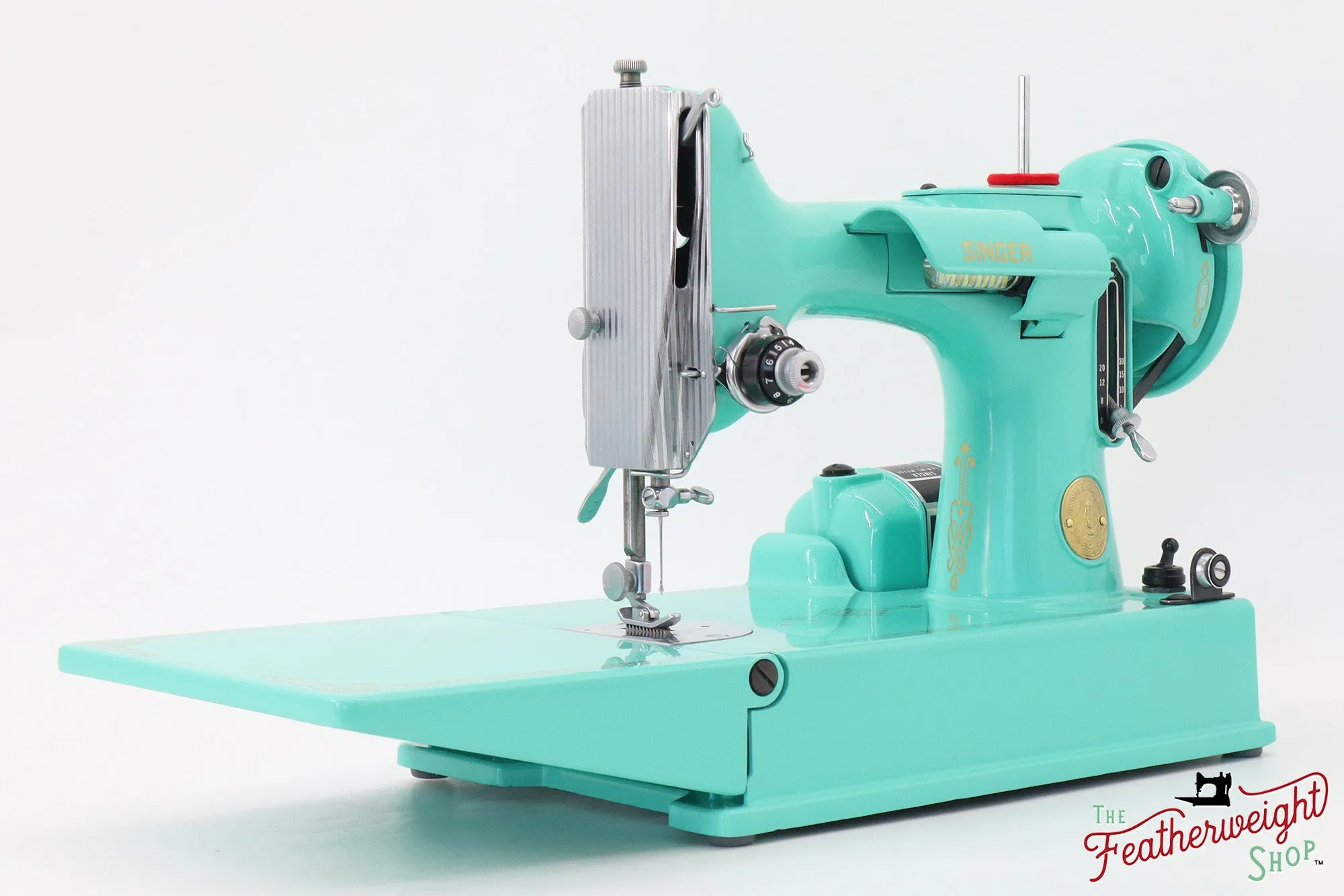 Singer Featherweight 221, AJ587*** - Fully Restored in Caribbean Sea Green